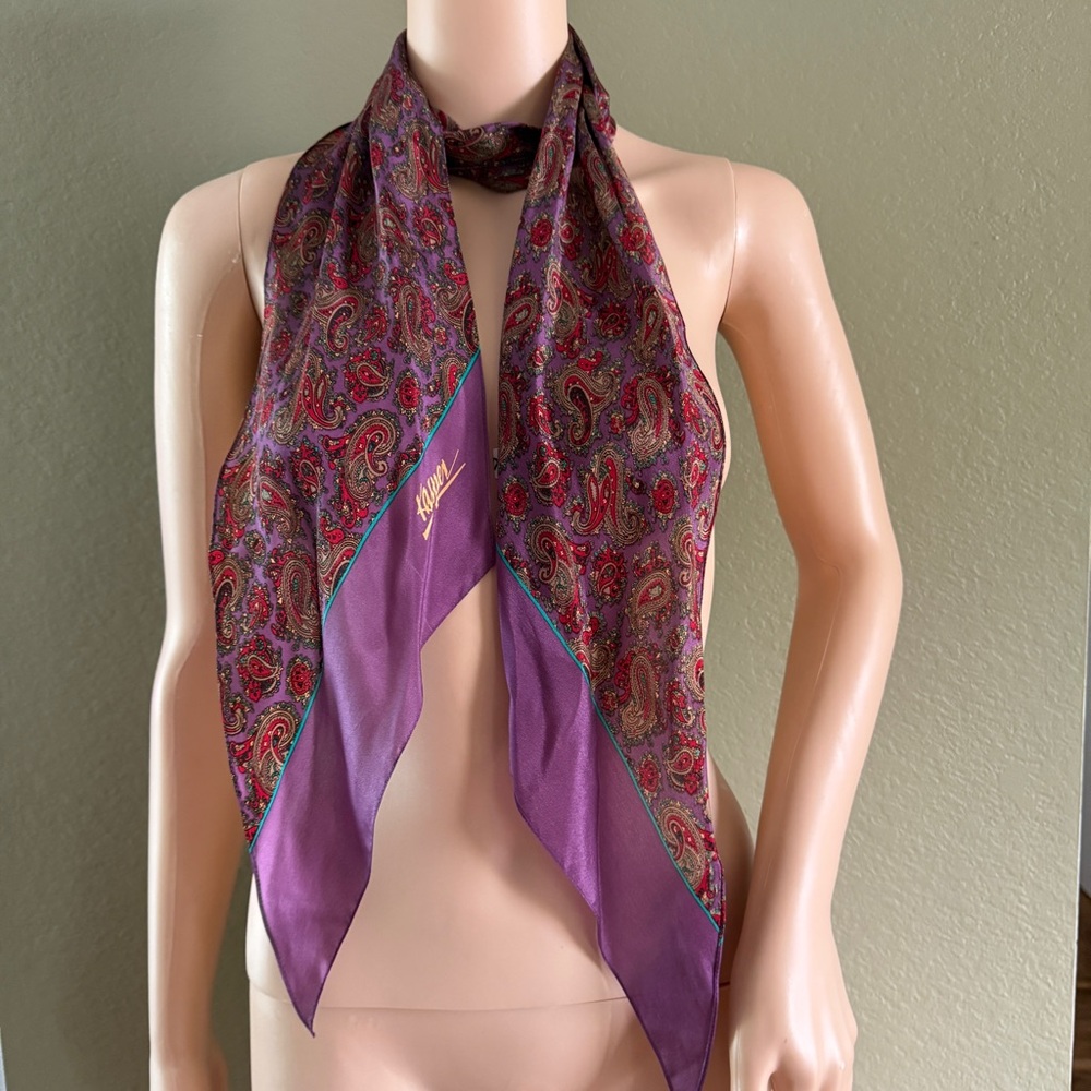 Kasper Silk Elegant Paisley Purple Scarf